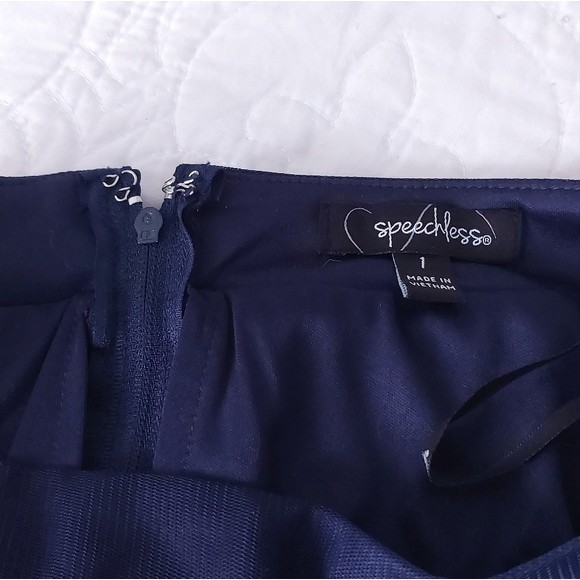 Speechless - Navy Blue & Pink Floral Tulle Layered Skater/Mini Skirt - Picture 3 of 12